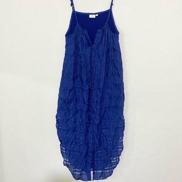 Onia Flora Plaid Blue Button Front Gauze Swim Cover Up Dress SIZE SMALL - Picture 2 of 8